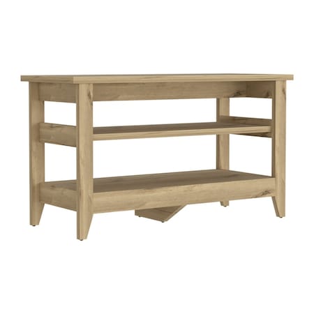 Tuhome Misuri Storage Bench, Four Legs, Two Open Shelves, Light Oak ZLD7108